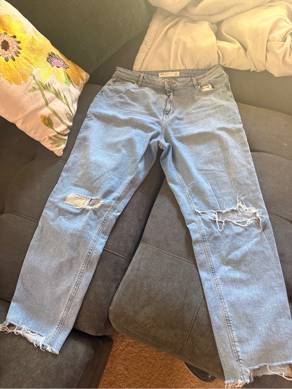 ASOS Light Blue Distressed Boyfriend Jeans